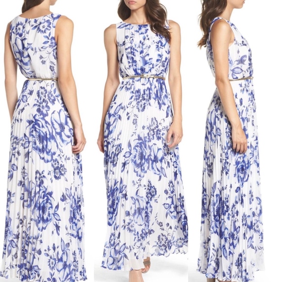 eliza j blue floral maxi dress